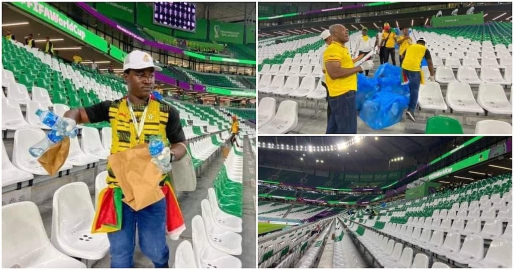 Torcedores de Gana seguem exemplo de japoneses; veja